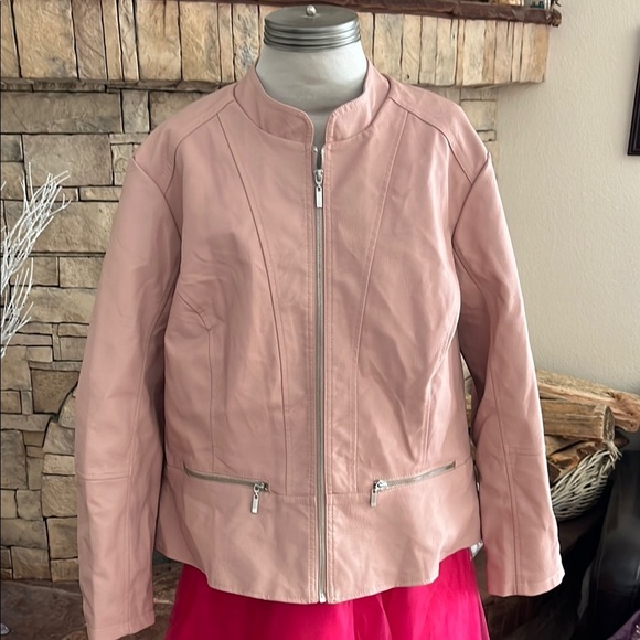 Baccini Pink Leather Jacket Modern Minimalist Design - Picture 1 of 5